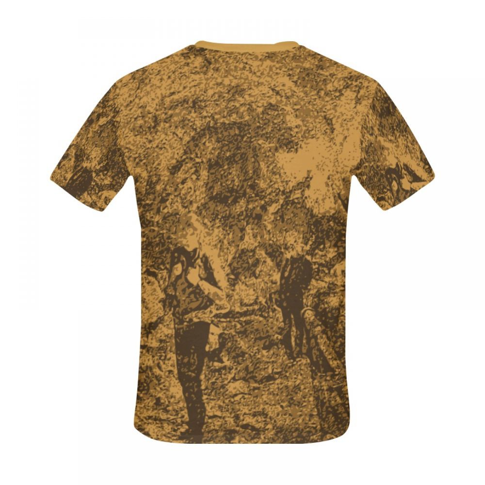 Camiseta Curta Masculino Arte Digital Homens Castanhos