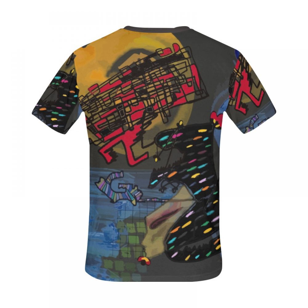 Camiseta Curta Masculino Arte Digital Preto Vermelho