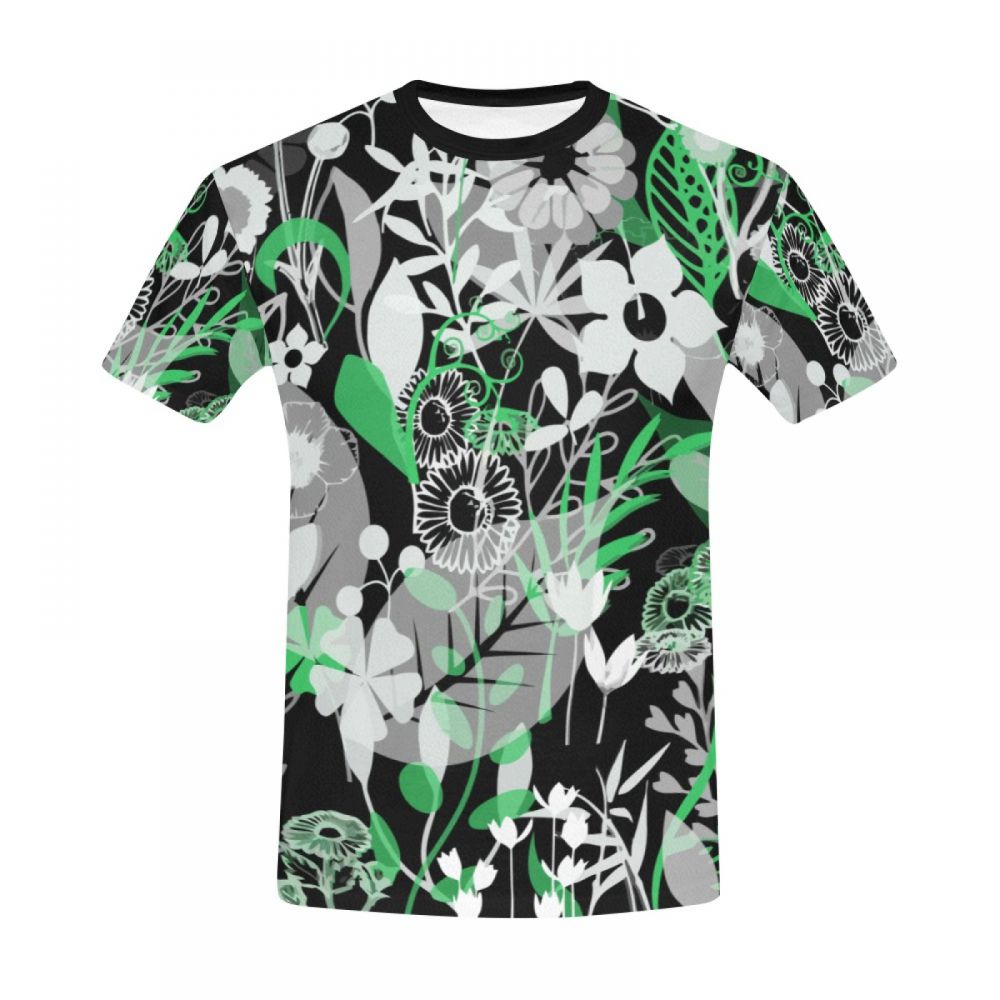 Camiseta Curta Masculino Arranjo De Flores Artístico