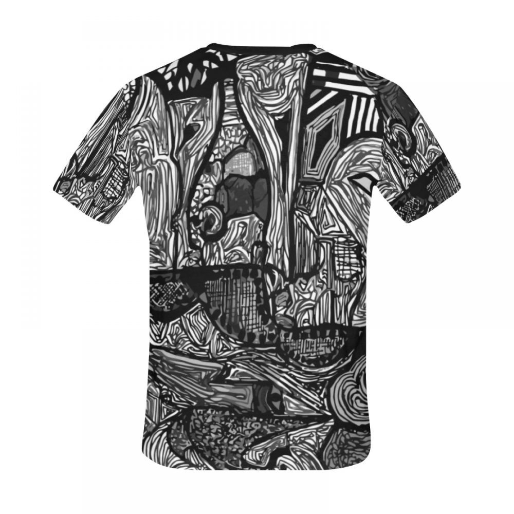 Camiseta Curta Masculino Arte Mundo Preto E Branco