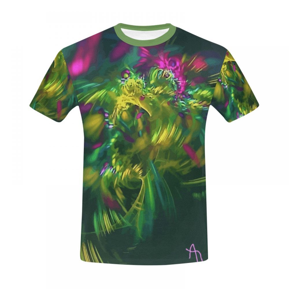 Camiseta Curta Masculino Arte Abstrata Florescer