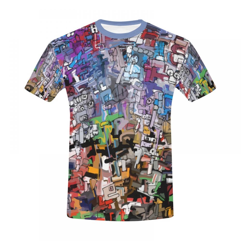 Camiseta Curta Masculino Arte Abstrata Colorida