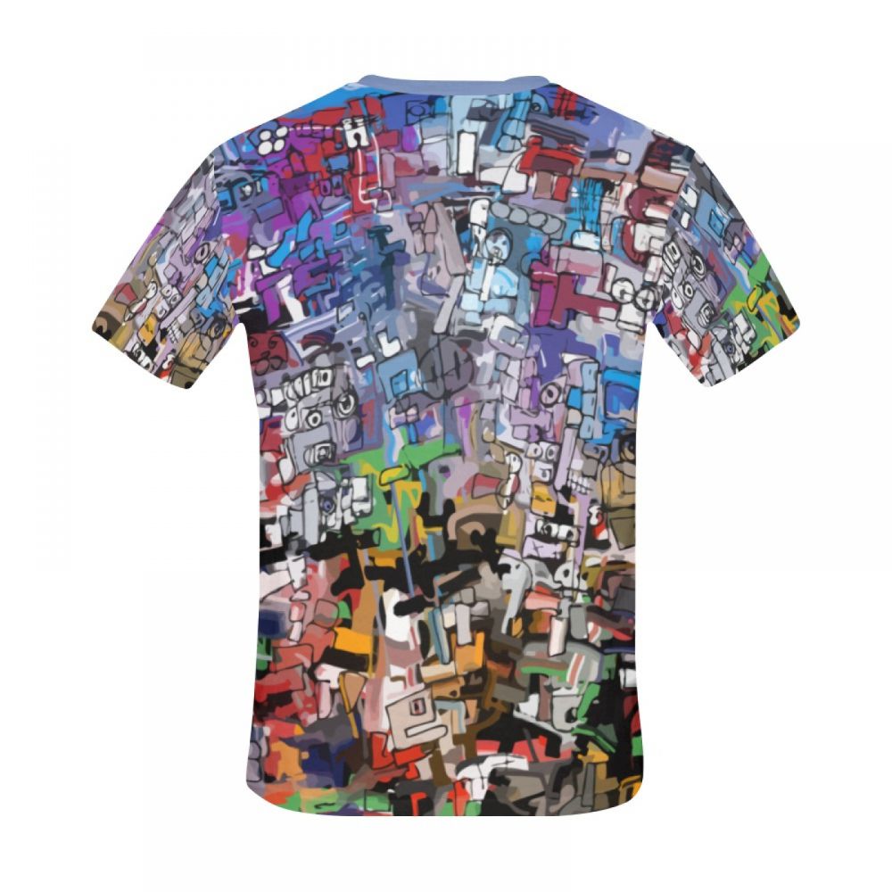 Camiseta Curta Masculino Arte Abstrata Colorida