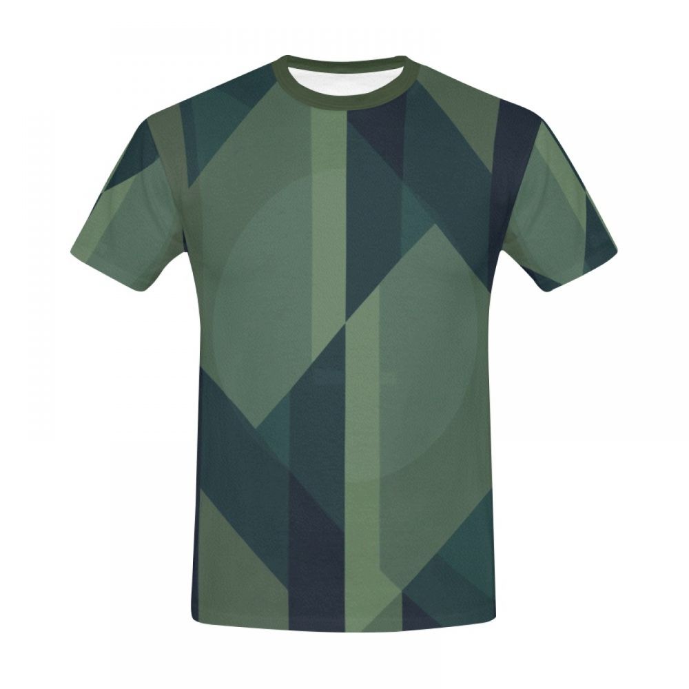 Camiseta Curta Masculino Linhas Verdes De Arte Geométrica