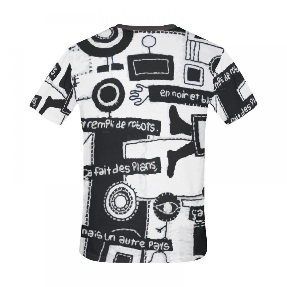 Camiseta Curta Masculino Arte Seu País Em Preto E Branco