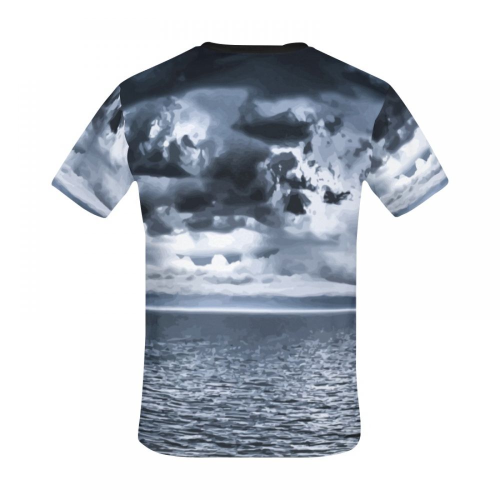 Camiseta Curta Masculino Arte Oceano Nublado