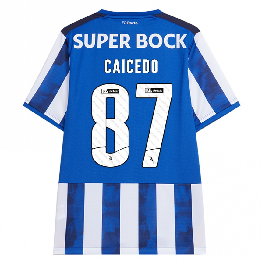 Criança Camisola Futebol Brayan Caicedo #87 Azul Azul Principal 2024/25