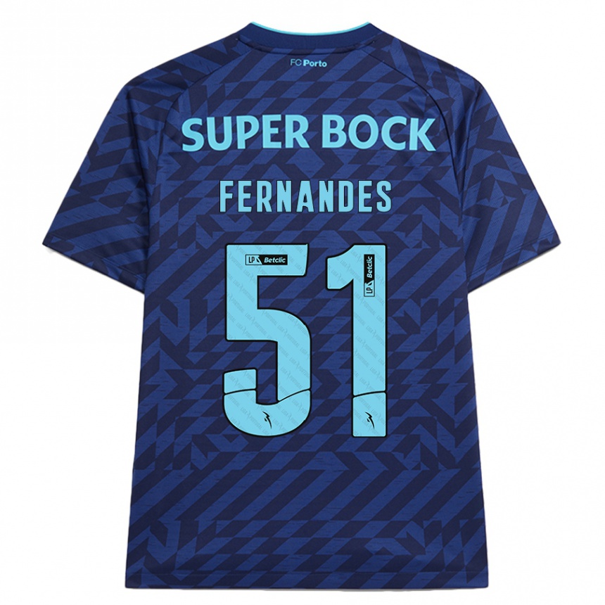 Criança Camisola Futebol Diogo Fernandes #51 Azul-Marinho Terceiro 2024/25