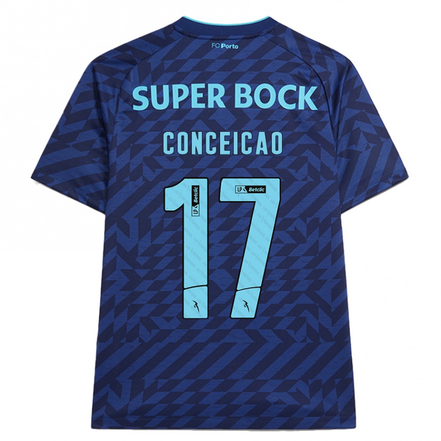 Criança Camisola Futebol Rodrigo Conceicao #17 Azul-Marinho Terceiro 2024/25