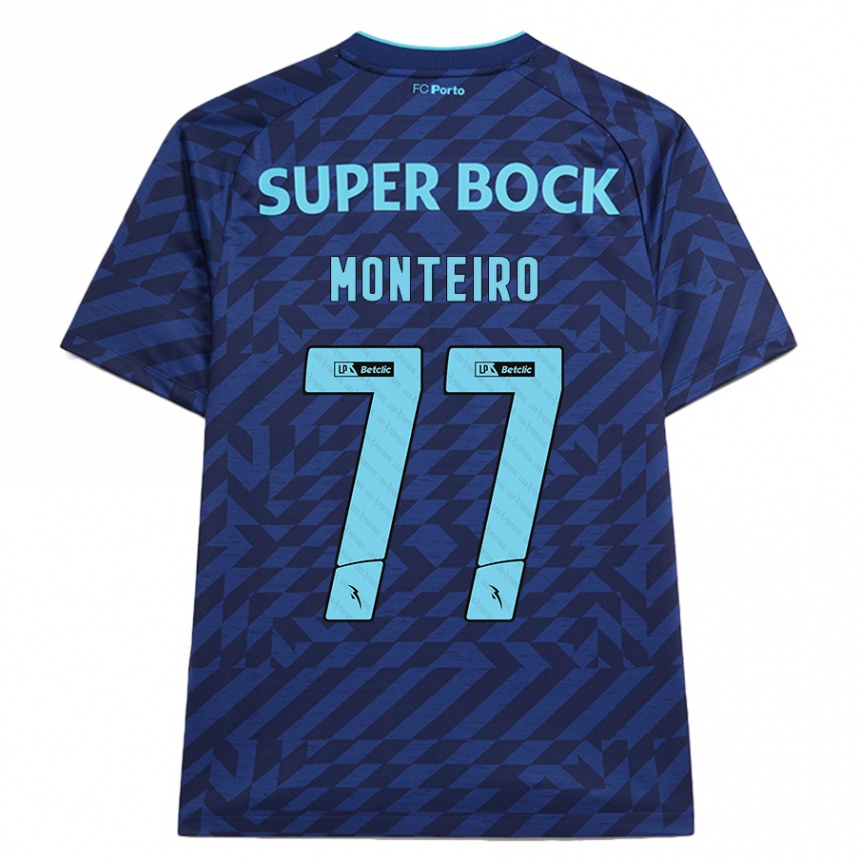 Mulher Camisola Futebol Rui Monteiro #77 Azul-Marinho Terceiro 2024/25